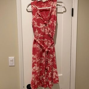 Fat Face sleeveless white and pink Wrap Dress size S Dainty Cottage